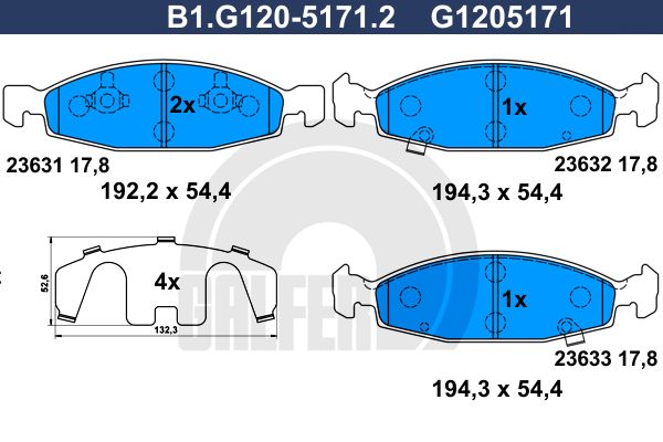 GALFER Комплект тормозных колодок, дисковый тормоз B1.G120-5171.2