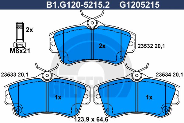 GALFER stabdžių trinkelių rinkinys, diskinis stabdys B1.G120-5215.2