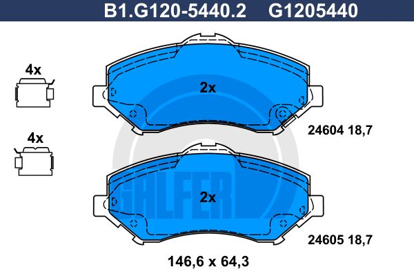 GALFER Комплект тормозных колодок, дисковый тормоз B1.G120-5440.2