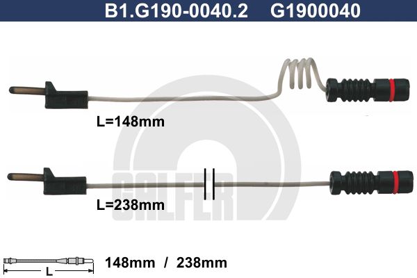 GALFER Сигнализатор, износ тормозных колодок B1.G190-0040.2