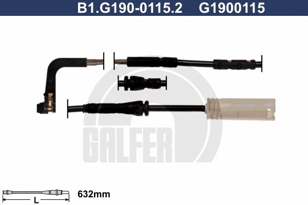 GALFER įspėjimo kontaktas, stabdžių trinkelių susidėvėjim B1.G190-0115.2
