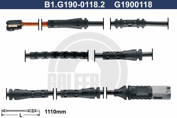 GALFER įspėjimo kontaktas, stabdžių trinkelių susidėvėjim B1.G190-0118.2