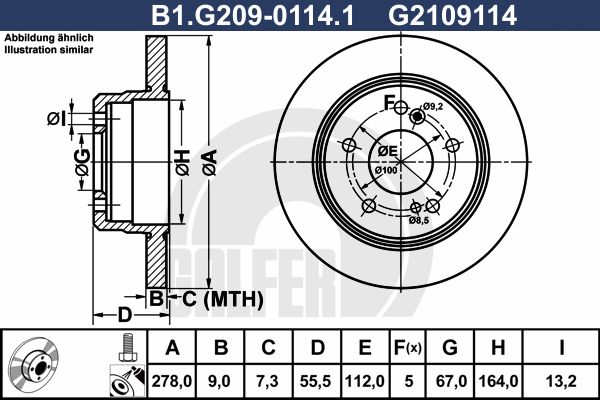 GALFER Тормозной диск B1.G209-0114.1