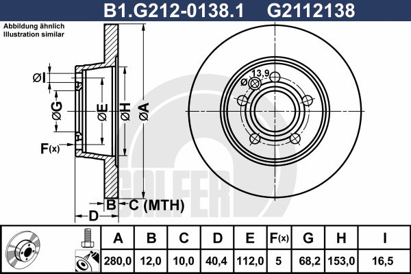 GALFER Тормозной диск B1.G212-0138.1