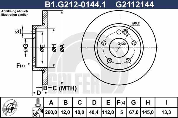 GALFER Тормозной диск B1.G212-0144.1