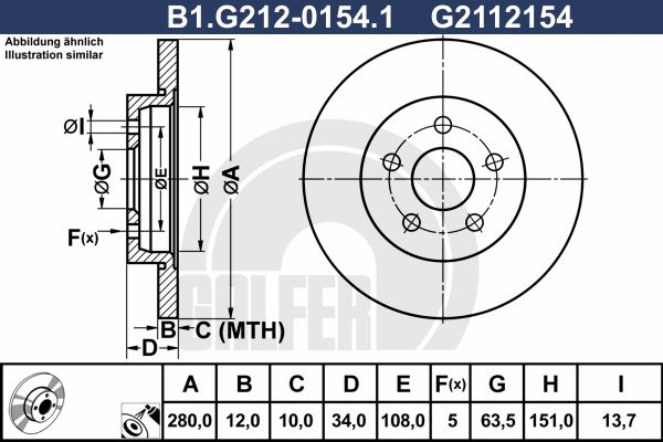 GALFER Тормозной диск B1.G212-0154.1