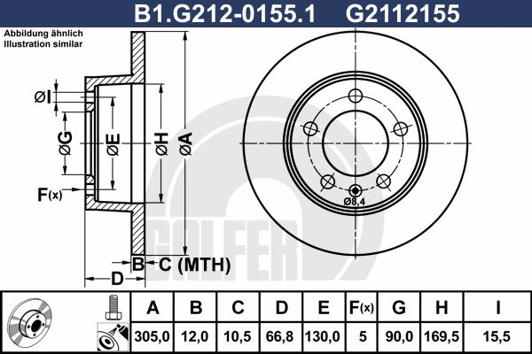 GALFER stabdžių diskas B1.G212-0155.1