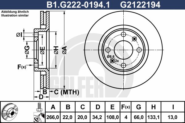 GALFER stabdžių diskas B1.G222-0194.1