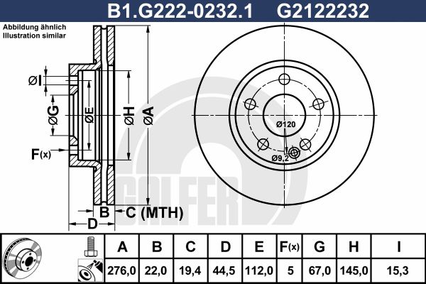 GALFER Тормозной диск B1.G222-0232.1