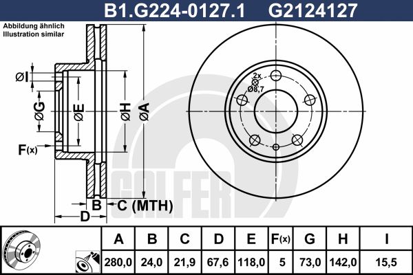 GALFER stabdžių diskas B1.G224-0127.1