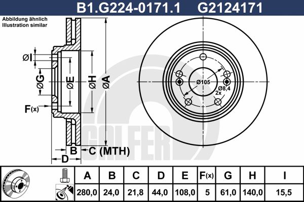 GALFER Тормозной диск B1.G224-0171.1