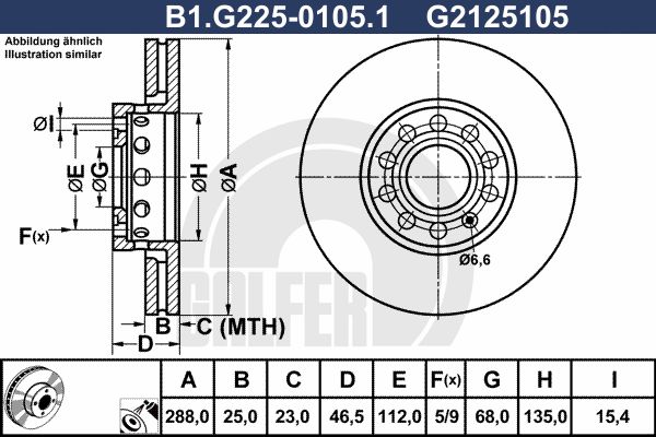 GALFER Тормозной диск B1.G225-0105.1