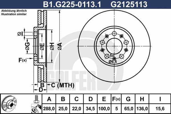 GALFER Тормозной диск B1.G225-0113.1