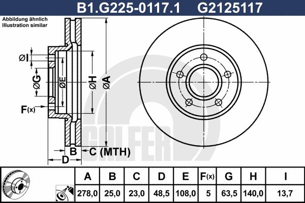 GALFER Тормозной диск B1.G225-0117.1