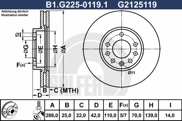 GALFER stabdžių diskas B1.G225-0119.1