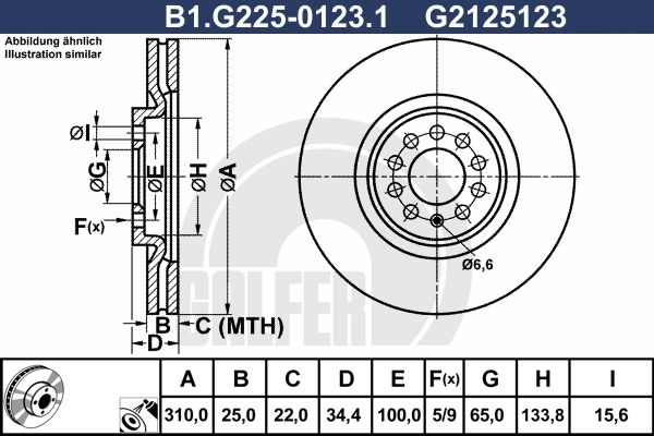 GALFER stabdžių diskas B1.G225-0123.1