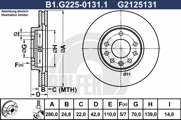 GALFER Тормозной диск B1.G225-0131.1