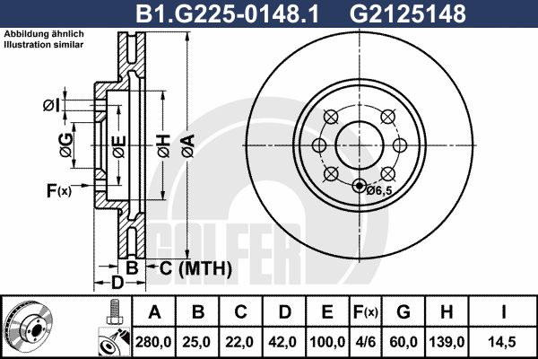 GALFER Тормозной диск B1.G225-0148.1
