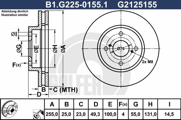 GALFER stabdžių diskas B1.G225-0155.1