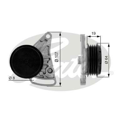 GATES Натяжной ролик, поликлиновой ремень T38068