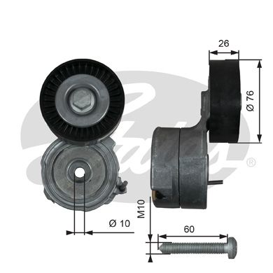 GATES diržo įtempiklis, V formos rumbuotas diržas T38423