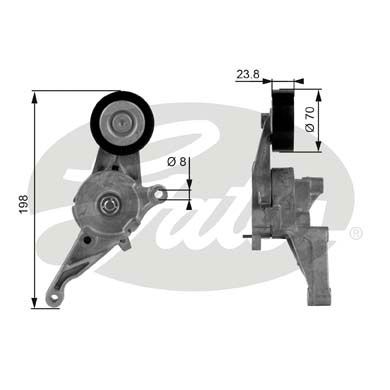 GATES Натяжной ролик, поликлиновой ремень T38436