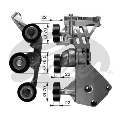 GATES Натяжной ролик, поликлиновой ремень T38465