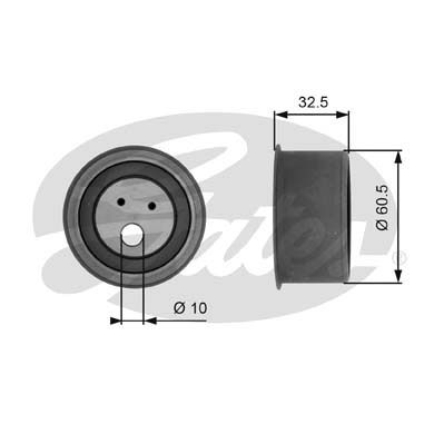 GATES Натяжной ролик, ремень ГРМ T41054