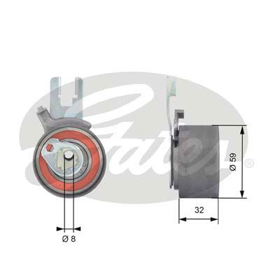 GATES įtempiklio skriemulys, paskirstymo diržas T43165