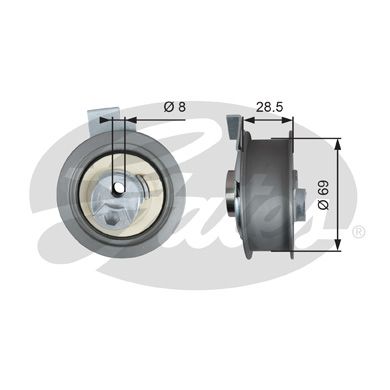 GATES Натяжной ролик, ремень ГРМ T43242