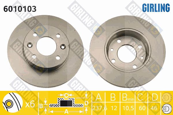 GIRLING Тормозной диск 6010103