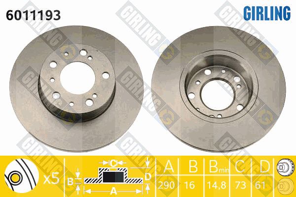 GIRLING Тормозной диск 6011193