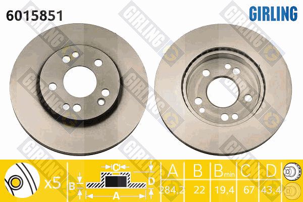 GIRLING Тормозной диск 6015851