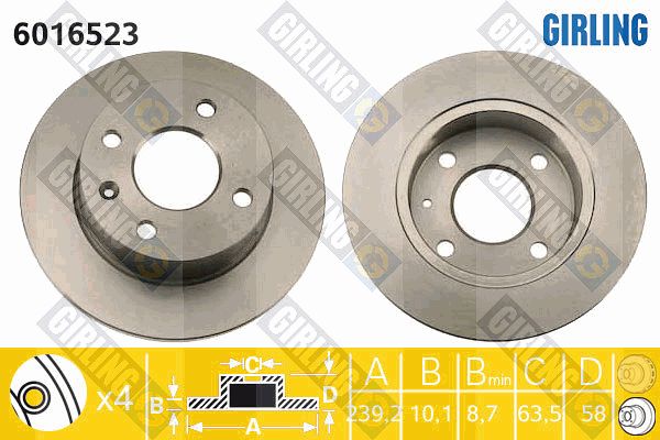GIRLING Тормозной диск 6016523
