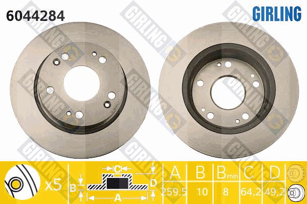 GIRLING stabdžių diskas 6044284