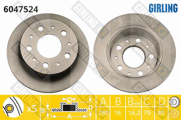 GIRLING Тормозной диск 6047524