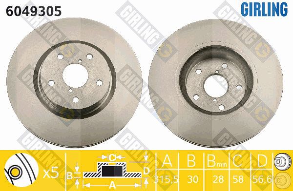 GIRLING Тормозной диск 6049305