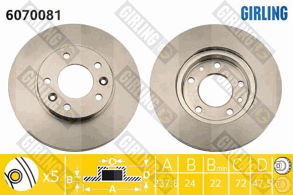 GIRLING Тормозной диск 6070081