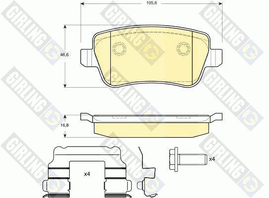 GIRLING Комплект тормозных колодок, дисковый тормоз 6116381