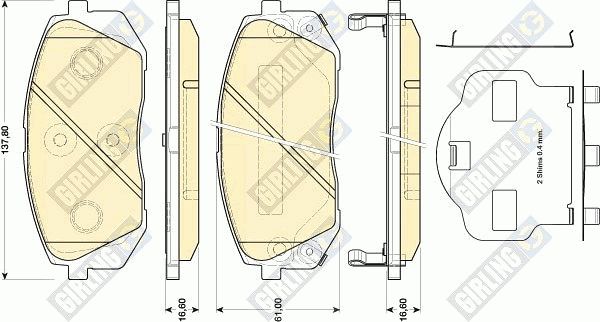 GIRLING Комплект тормозных колодок, дисковый тормоз 6134619