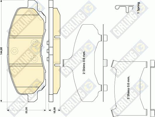 GIRLING Комплект тормозных колодок, дисковый тормоз 6141429