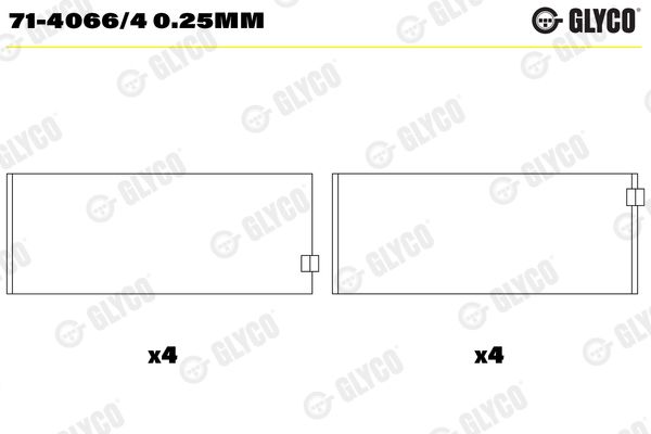 GLYCO Шатунный подшипник 71-4066/4 0.25mm