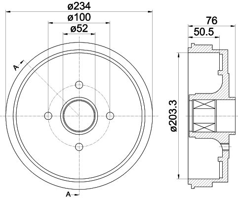 HELLA stabdžių būgnas 8DT 355 300-671