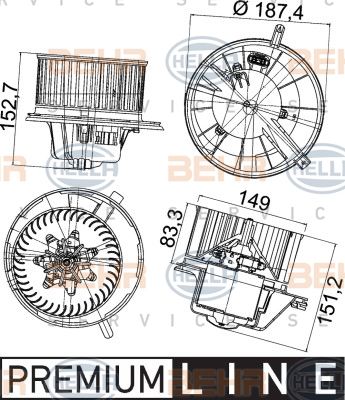 HELLA Вентилятор салона 8EW 351 043-211