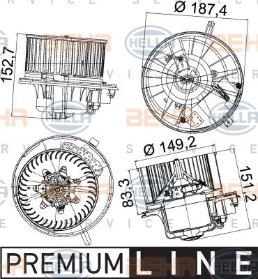 HELLA Вентилятор салона 8EW 351 043-221