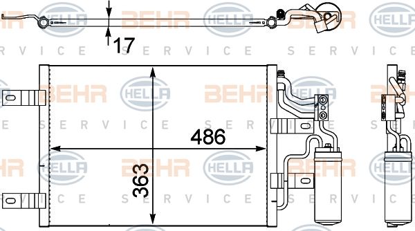 HELLA Конденсатор, кондиционер 8FC 351 302-551