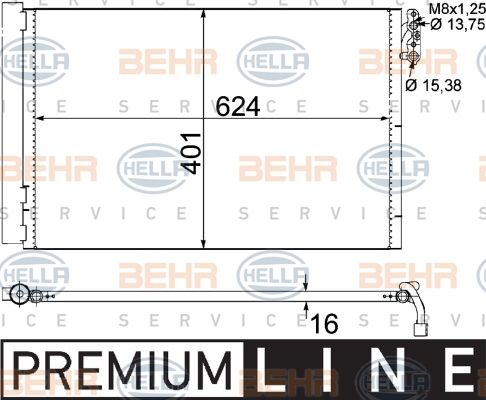 HELLA Конденсатор, кондиционер 8FC 351 302-611