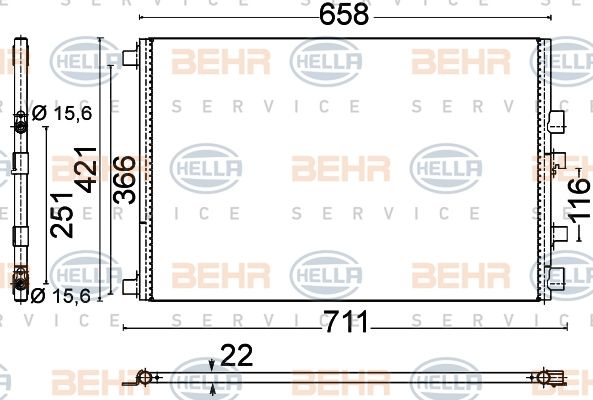 HELLA Конденсатор, кондиционер 8FC 351 318-561