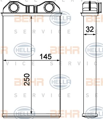 HELLA Теплообменник, отопление салона 8FH 351 000-621