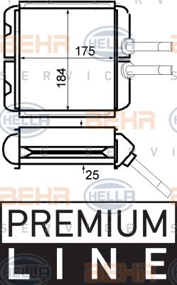 HELLA šilumokaitis, salono šildymas 8FH 351 024-221